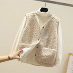 Bersh | Women’s Sleeveless Vest – Warm, Lightweight & Casual Sherpa Shearling-Effect Beige