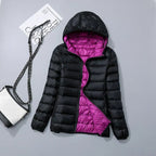 Sahara | Down Jacket with Hood for Women Lightweight Warmth and Flattering Fit Black & Purple