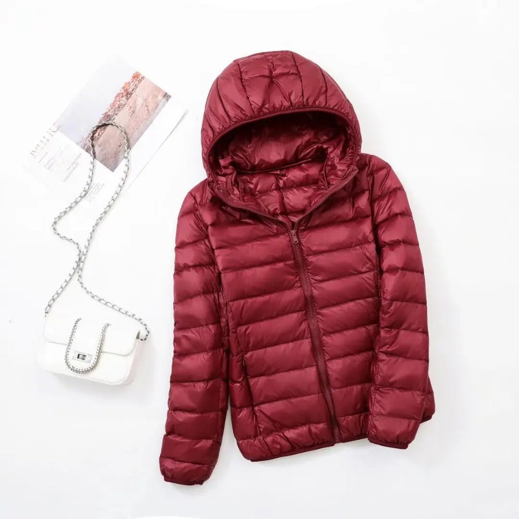 Sahara | Down Jacket with Hood for Women Lightweight Warmth and Flattering Fit Burgundy