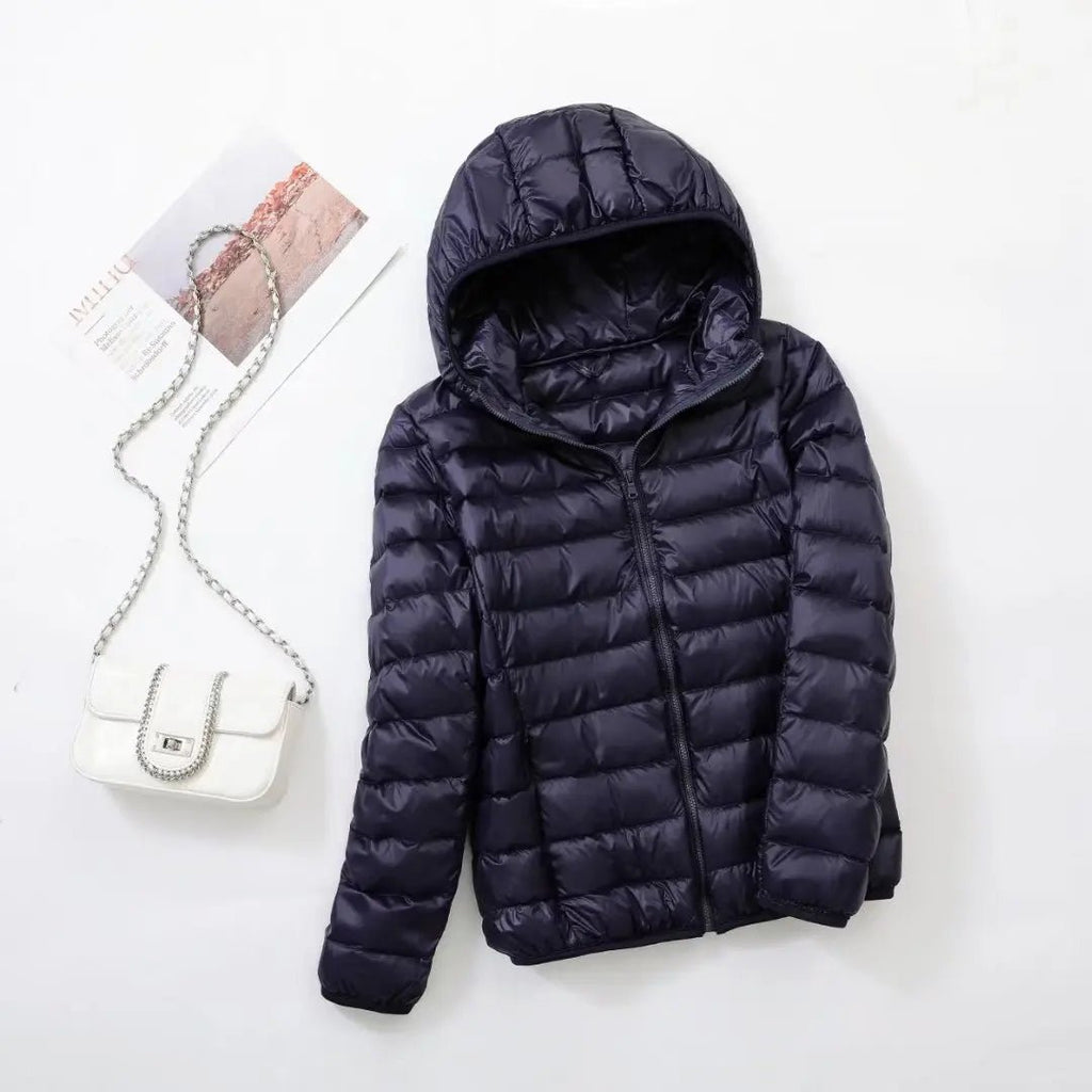 Sahara | Down Jacket with Hood for Women Lightweight Warmth and Flattering Fit Navy Blue