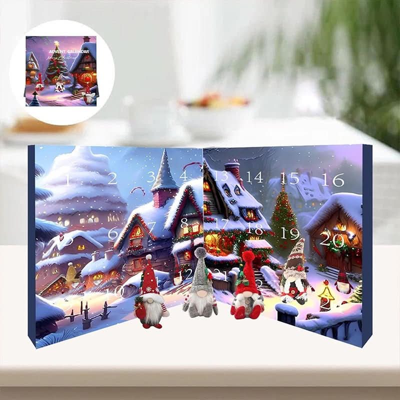 Plush Gnome Advent Calendar – Handmade Fabric Christmas Countdown with 3 Plush Elves & 21 Surprises, Reusable, 3 Styles Christmas Elf – Classic