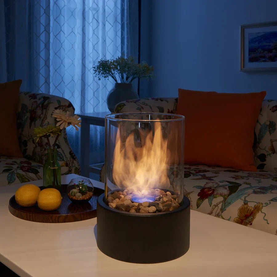 GlowEdge Smokeless Biofireplace in Glass – Portable Table Fireplace for Indoor & Outdoor Use