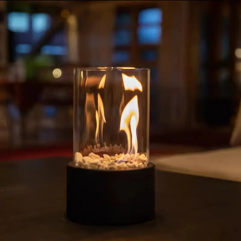 GlowEdge Smokeless Biofireplace in Glass – Portable Table Fireplace for Indoor & Outdoor Use