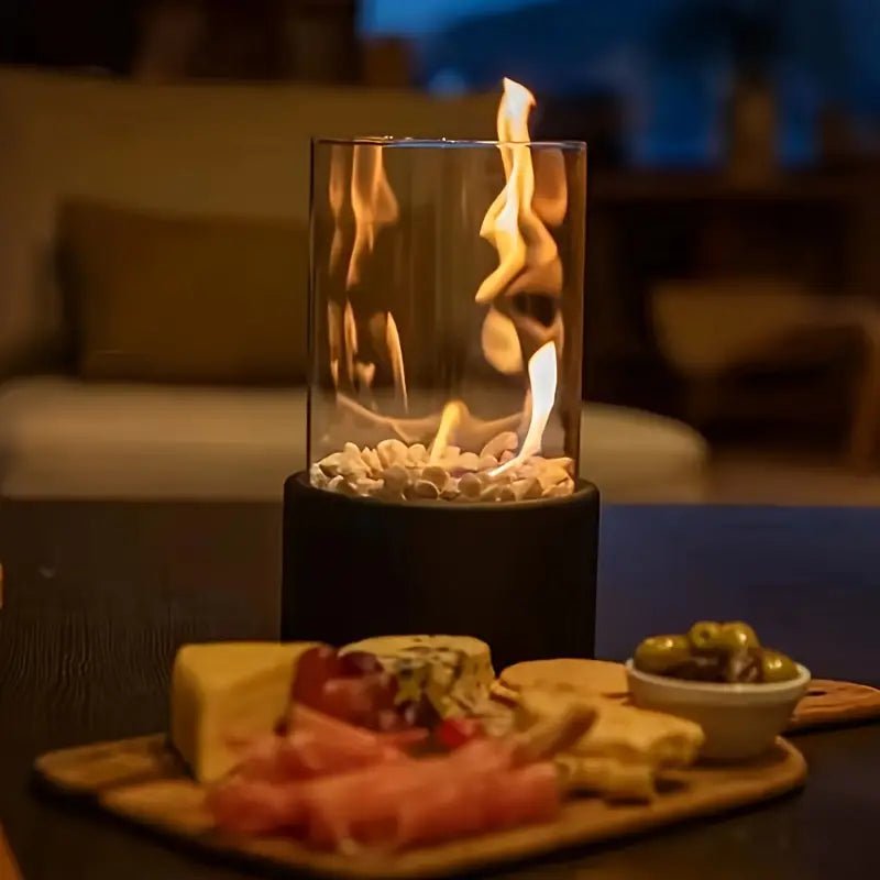 GlowEdge Smokeless Biofireplace in Glass – Portable Table Fireplace for Indoor & Outdoor Use