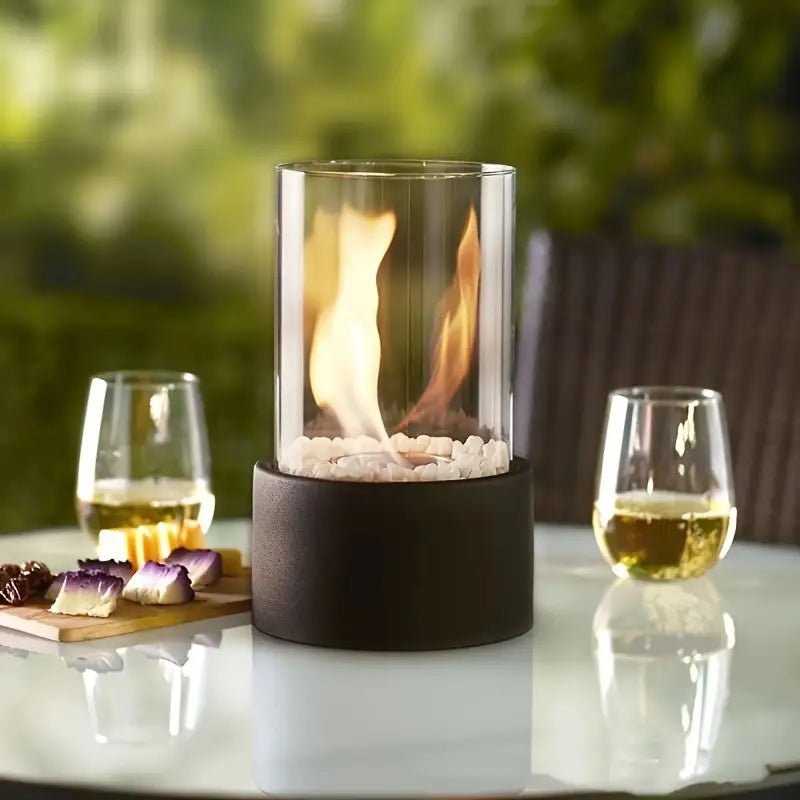 GlowEdge Smokeless Biofireplace in Glass – Portable Table Fireplace for Indoor & Outdoor Use