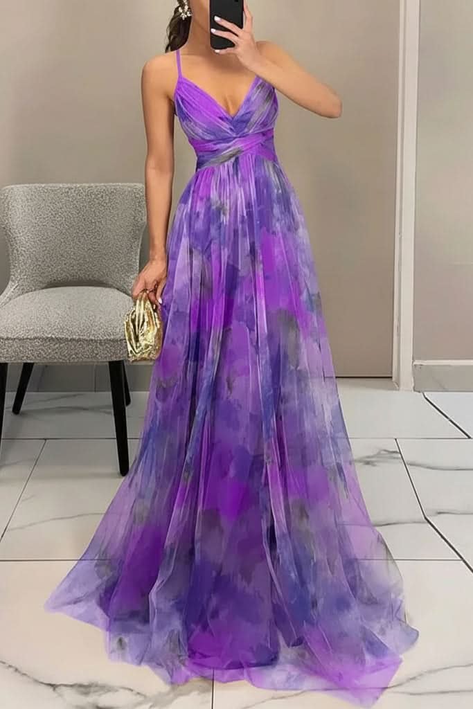 Inspire | Romantic Floral Tulle Dress Purple