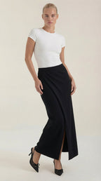 Gwendolyn Knit Wrap Midi Skirt 0