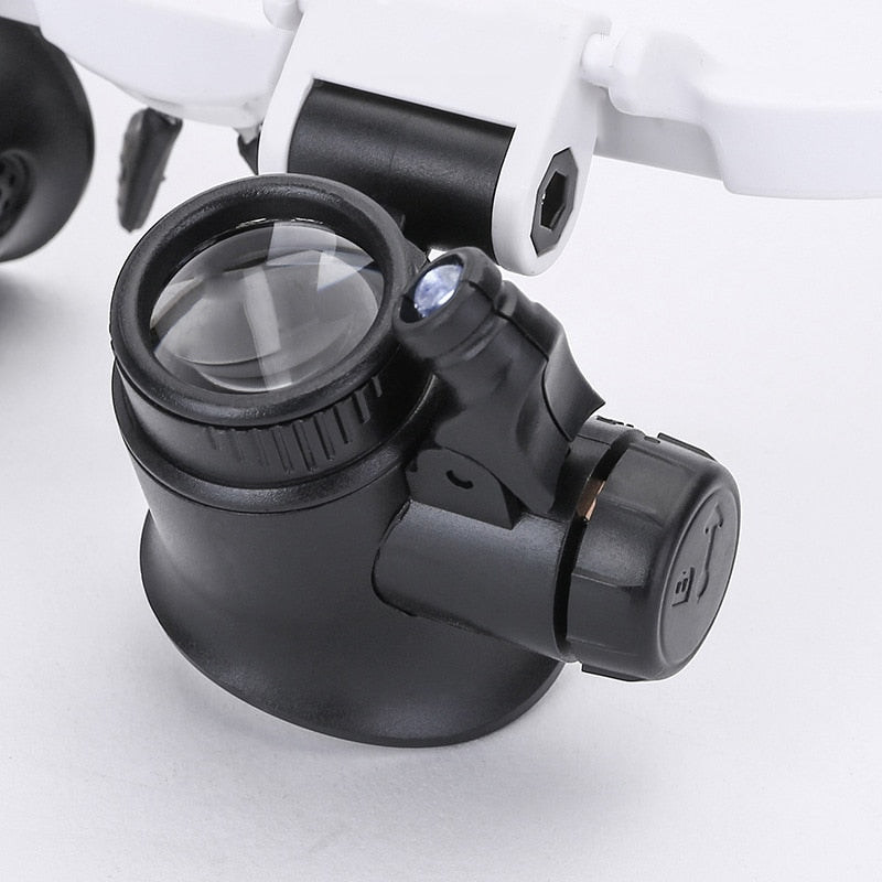 LED Head Magnifier Glasses with 8x, 15x & 23x Magnification – Lighted Headband Magnifier for Hobbies, Jewelry & Precision Work