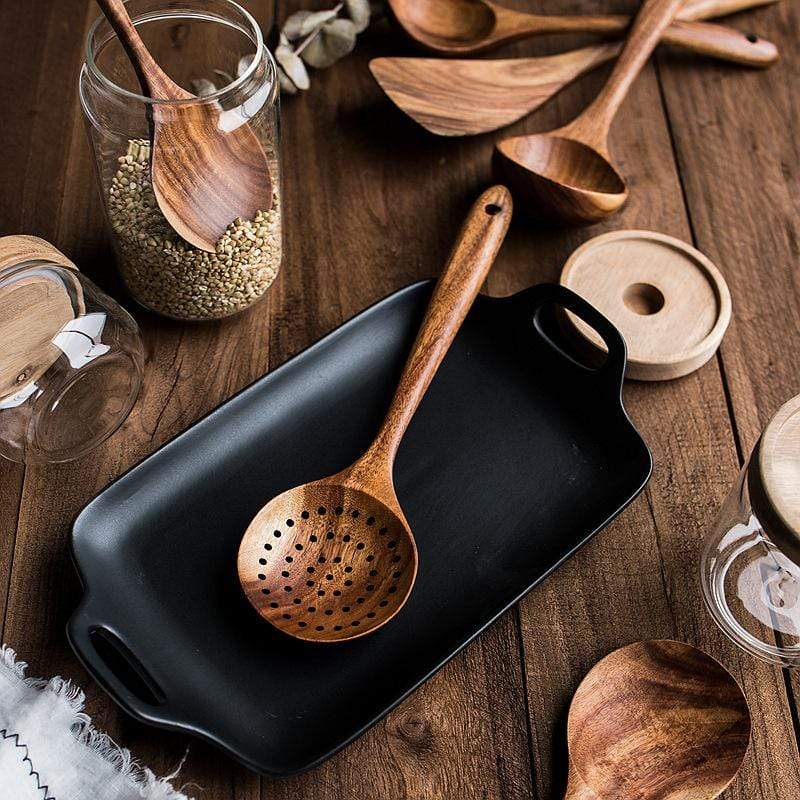 Natural Wooden Kitchen Set – Rustic Wooden Cooking Utensils, Set of 4 or 7 Pieces – RustiCook