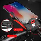 4-in-1 Bike Gadget – Bike Phone Holder with Power Bank, LED Bike Light and Horn, 4000 mAh, 4 Colors