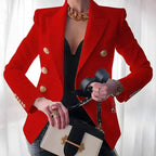 Mechi | Single-Breasted Blazer with Structured Shoulders for Women | Ideal for Formal and Professional Occasions Red