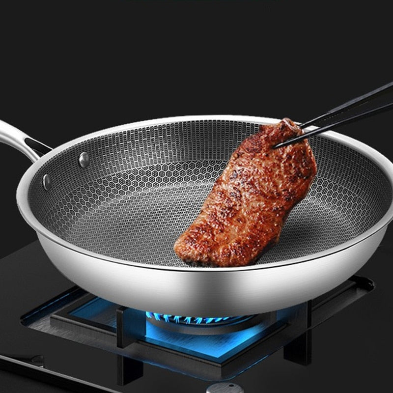 Stainless Steel Non-Stick Frying Pan – Scratch-Resistant Honeycomb Skillet, 7-Ply, Induction & Oven Safe, PFOA-Free