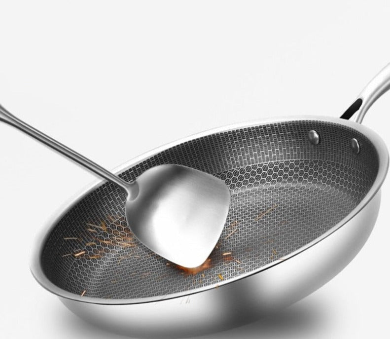 Stainless Steel Non-Stick Frying Pan – Scratch-Resistant Honeycomb Skillet, 7-Ply, Induction & Oven Safe, PFOA-Free