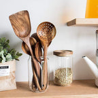 Natural Wooden Kitchen Set – Rustic Wooden Cooking Utensils, Set of 4 or 7 Pieces – RustiCook