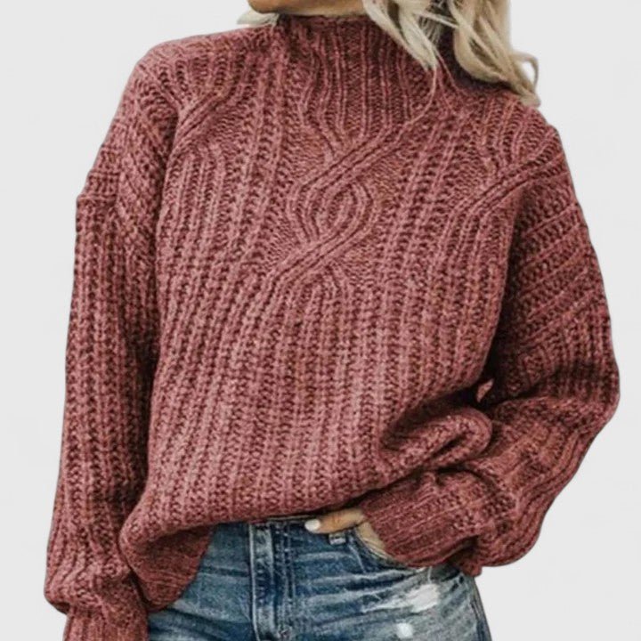 Luna | Women's Sophisticated Knit Jumper - Elegant Long Sleeve Pullover Sweater with Ribbed Hem for Fall & Winter Pink