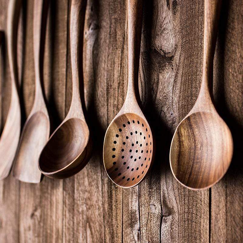 Natural Wooden Kitchen Set – Rustic Wooden Cooking Utensils, Set of 4 or 7 Pieces – RustiCook