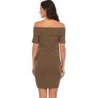 Chantal Maternity Dress – Off Shoulder Bodycon Pregnancy Dress, Above the Knee, 5 Colors, S–2XL – Parsha
