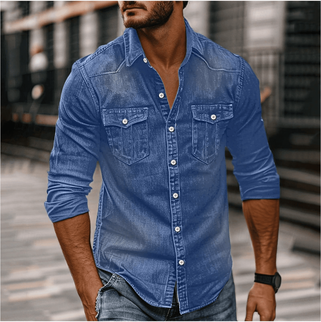 Hans Denim Shirt For Men Classic Style And Durability Denim Blue
