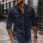 Hans Denim Shirt For Men Classic Style And Durability Dark Blue