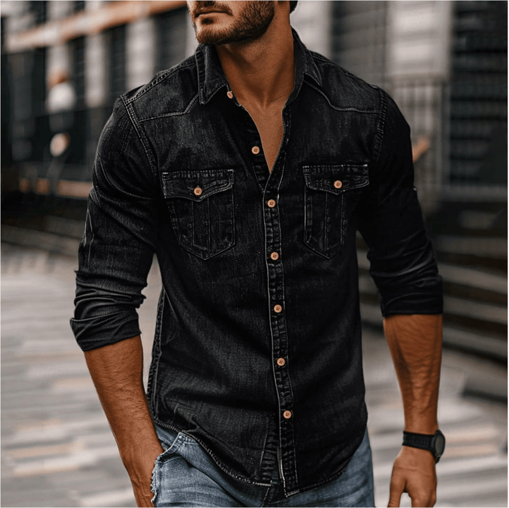 Hans Denim Shirt For Men Classic Style And Durability Black