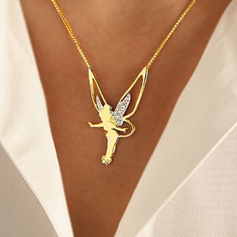 Stylish Luck Fairy Necklace – Fairy Pendant Necklace, Gold-Plated or Silver-Plated, Gift for Her – Bersh Faylin Gold-plated