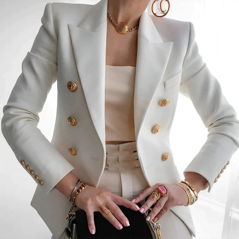 Mechi | Single-Breasted Blazer with Structured Shoulders for Women | Ideal for Formal and Professional Occasions White