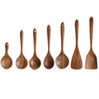 Natural Wooden Kitchen Set – Rustic Wooden Cooking Utensils, Set of 4 or 7 Pieces – RustiCook Set of 7 pieces