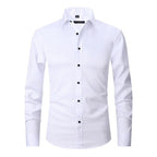 Marmari | Long-Sleeve Wrinkle-Free Shirt with Stand Collar White
