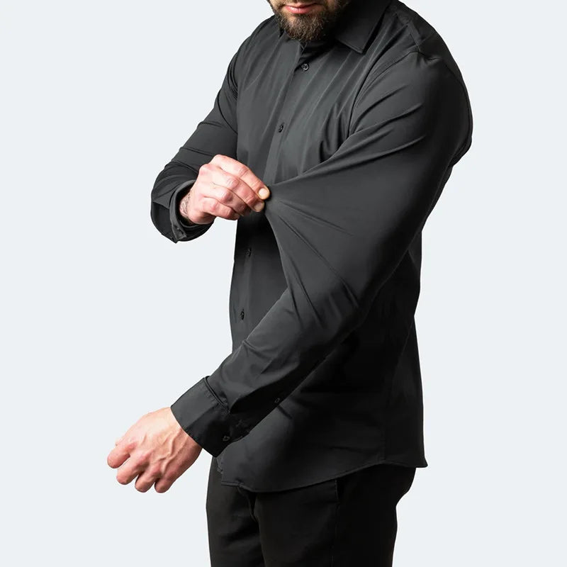 Marmari | Long-Sleeve Wrinkle-Free Shirt with Stand Collar