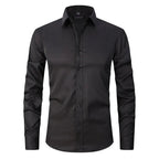 Marmari | Long-Sleeve Wrinkle-Free Shirt with Stand Collar Black
