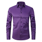 Marmari | Long-Sleeve Wrinkle-Free Shirt with Stand Collar Purple