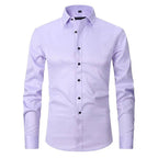 Marmari | Long-Sleeve Wrinkle-Free Shirt with Stand Collar Light Purple