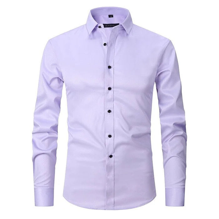 Marmari | Long-Sleeve Wrinkle-Free Shirt with Stand Collar Light Purple