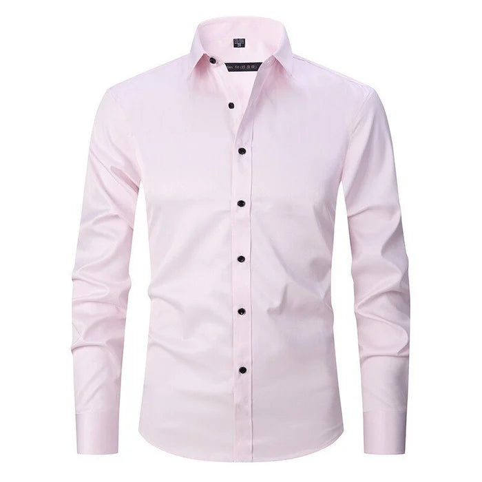 Marmari | Long-Sleeve Wrinkle-Free Shirt with Stand Collar Pink
