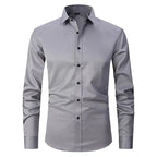 Marmari | Long-Sleeve Wrinkle-Free Shirt with Stand Collar Grey