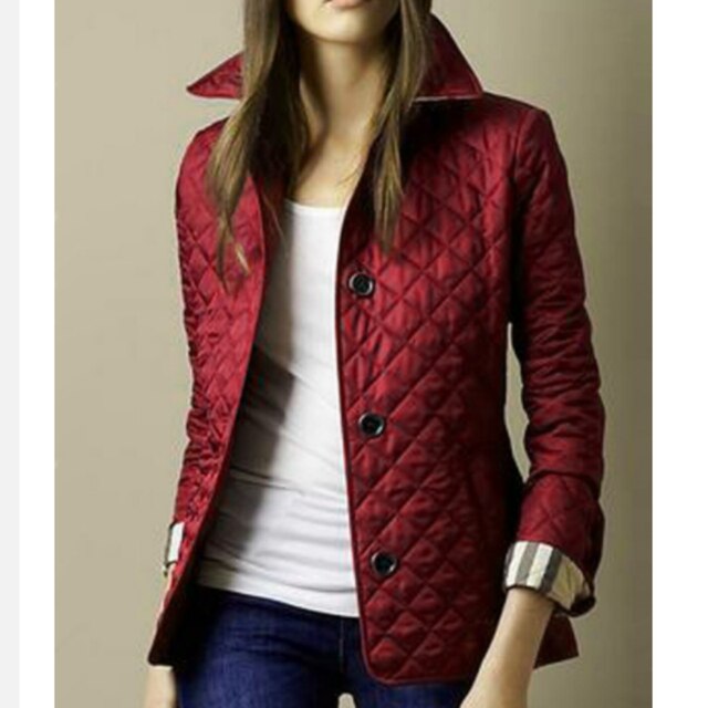 Dôre | Women’s Diamond Quilted Casual Jacket Burgundy