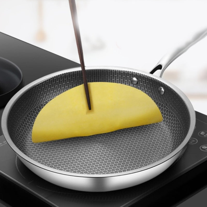 Stainless Steel Non-Stick Frying Pan – Scratch-Resistant Honeycomb Skillet, 7-Ply, Induction & Oven Safe, PFOA-Free