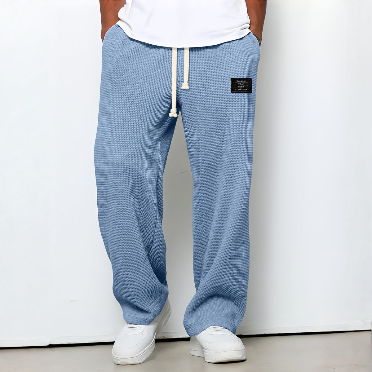 Hommes | Men's Casual Pants with Loose Fit and Elastic Waist 0