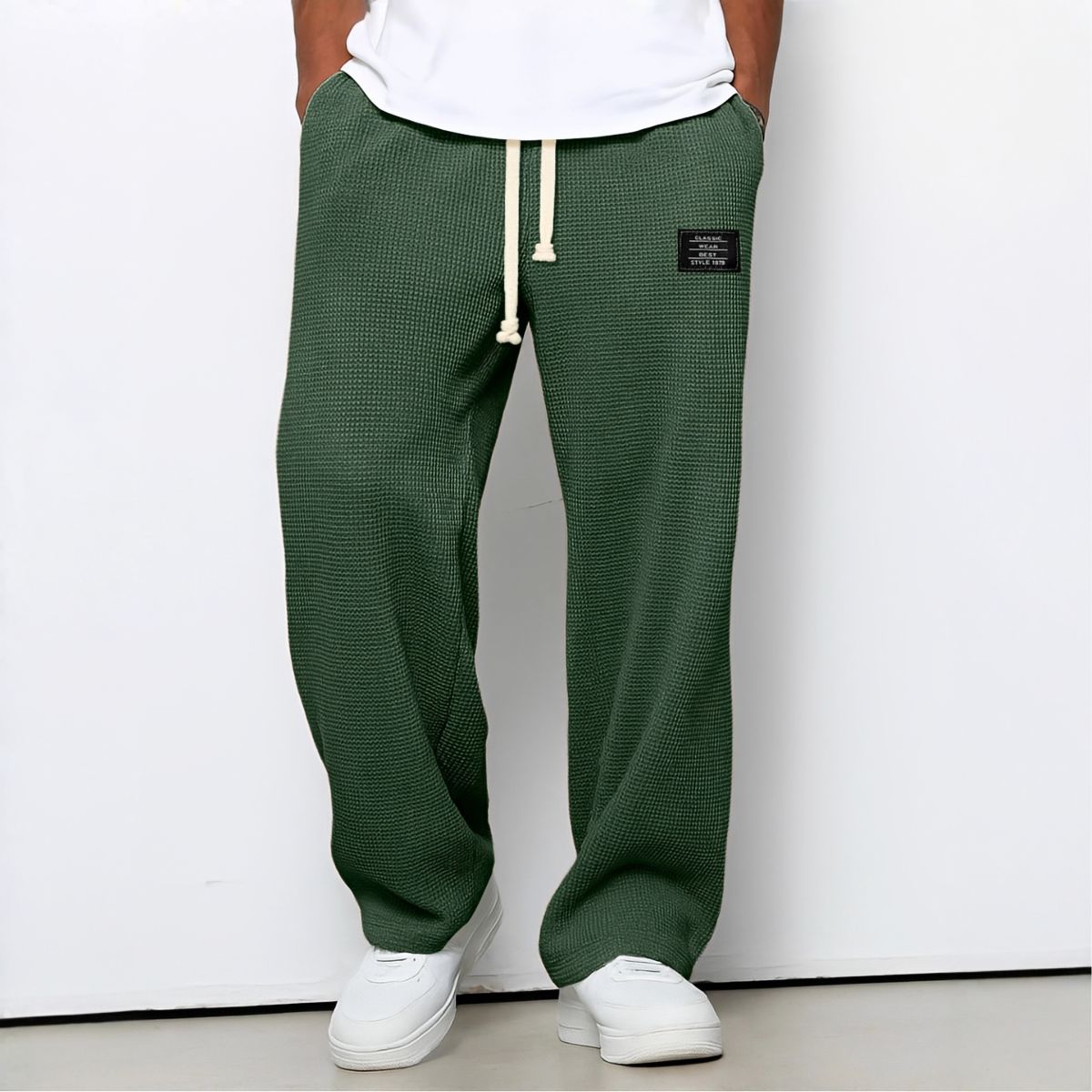 Hommes | Men's Casual Pants with Loose Fit and Elastic Waist 11