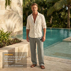 Hommes | Men's Casual Pants with Loose Fit and Elastic Waist 2