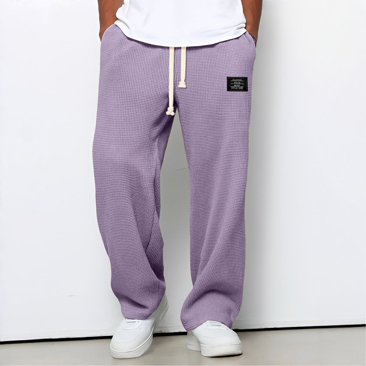 Hommes | Men's Casual Pants with Loose Fit and Elastic Waist 6