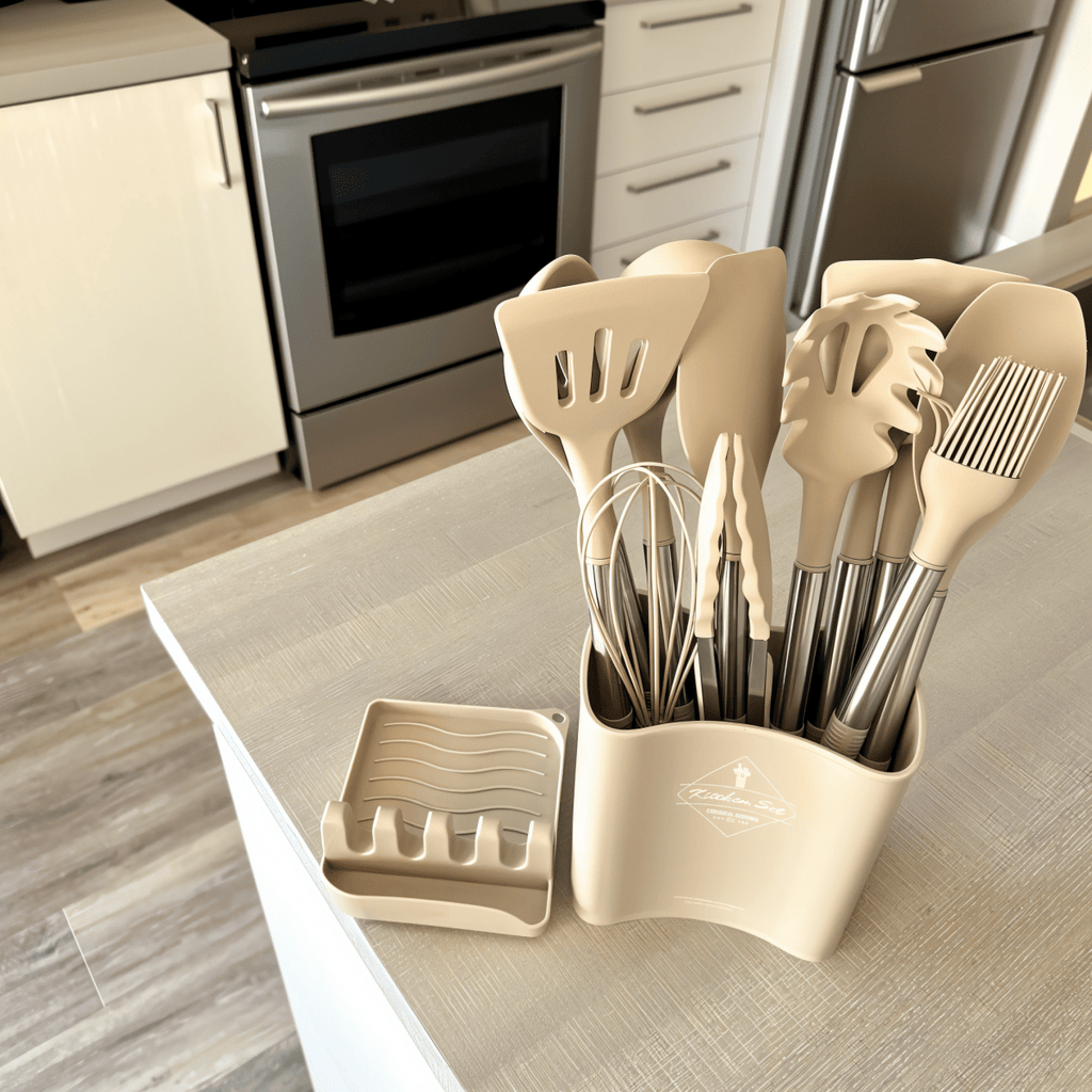 12-Piece Silicone Kitchen Utensil Set – Heat Resistant Cooking Utensils with Stainless Steel Handles – Culinara Pro