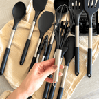 12-Piece Silicone Kitchen Utensil Set – Heat Resistant Cooking Utensils with Stainless Steel Handles – Culinara Pro