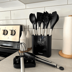 12-Piece Silicone Kitchen Utensil Set – Heat Resistant Cooking Utensils with Stainless Steel Handles – Culinara Pro Black