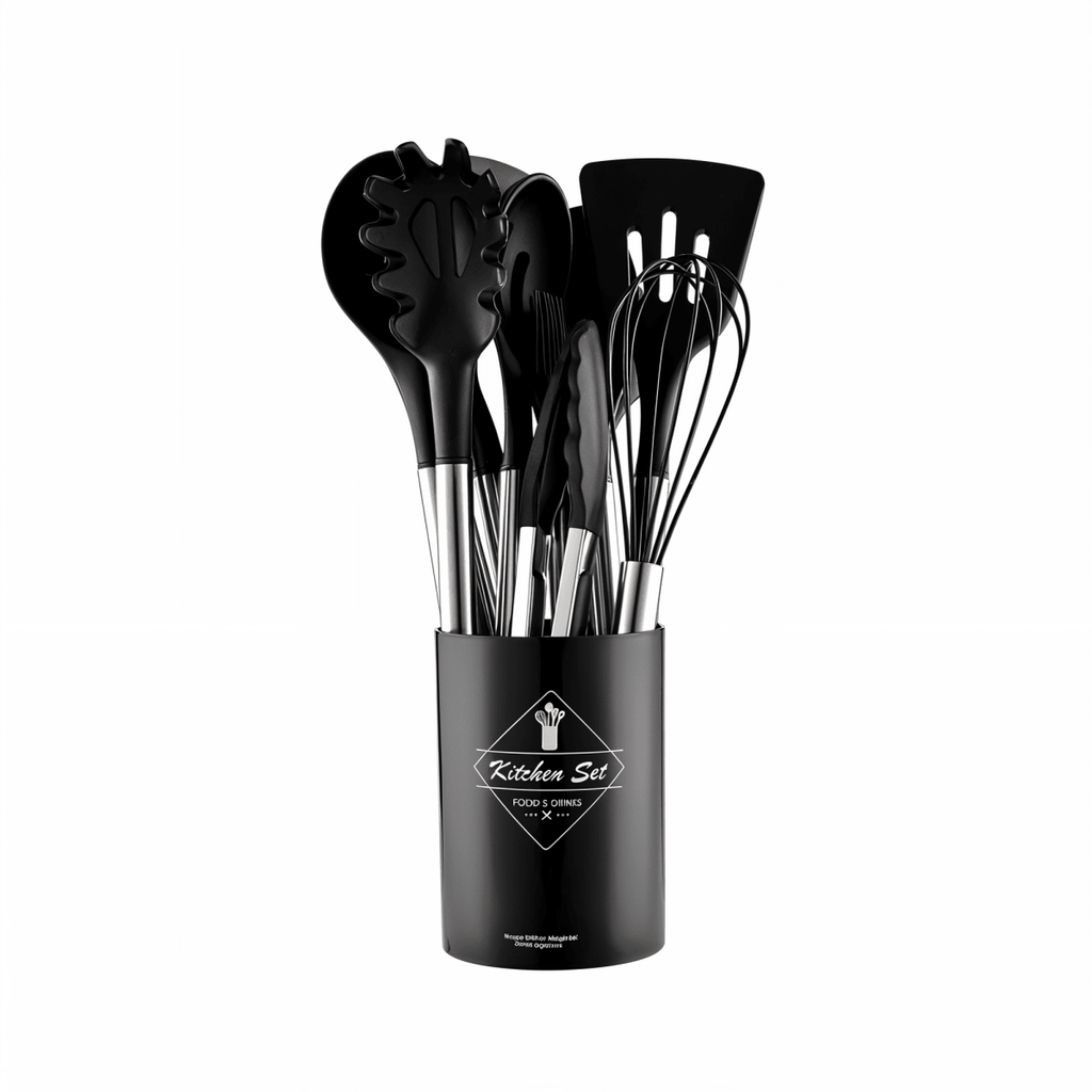 12-Piece Silicone Kitchen Utensil Set – Heat Resistant Cooking Utensils with Stainless Steel Handles – Culinara Pro