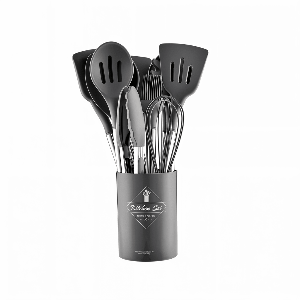 12-Piece Silicone Kitchen Utensil Set – Heat Resistant Cooking Utensils with Stainless Steel Handles – Culinara Pro