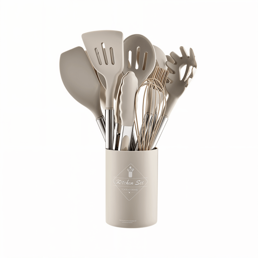 12-Piece Silicone Kitchen Utensil Set – Heat Resistant Cooking Utensils with Stainless Steel Handles – Culinara Pro