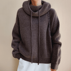 Pamelo | Women's Relaxed Fit Knit Cowl Neck Hoodie Grey