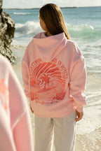 Hoodie with wave embroidery - a cozy everyday look Light Pink Orange