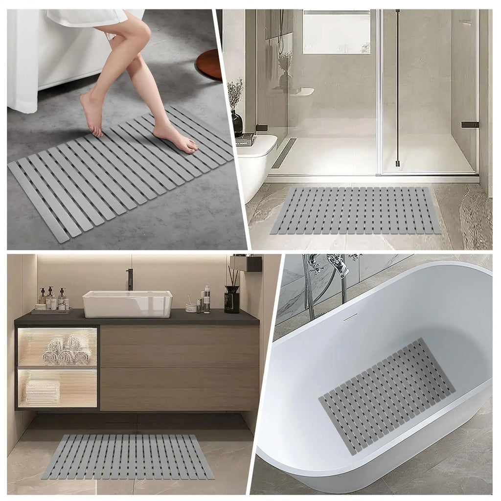 Non-Slip Bath Mat with Suction Cups and Drain Holes – Soft TPE Shower & Bathtub Mat, 16 x 25 in, 4 Colors